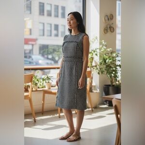 Tory Burch Petula Blue Tweed Fringe Sheath Dress Sleeveless Size 2